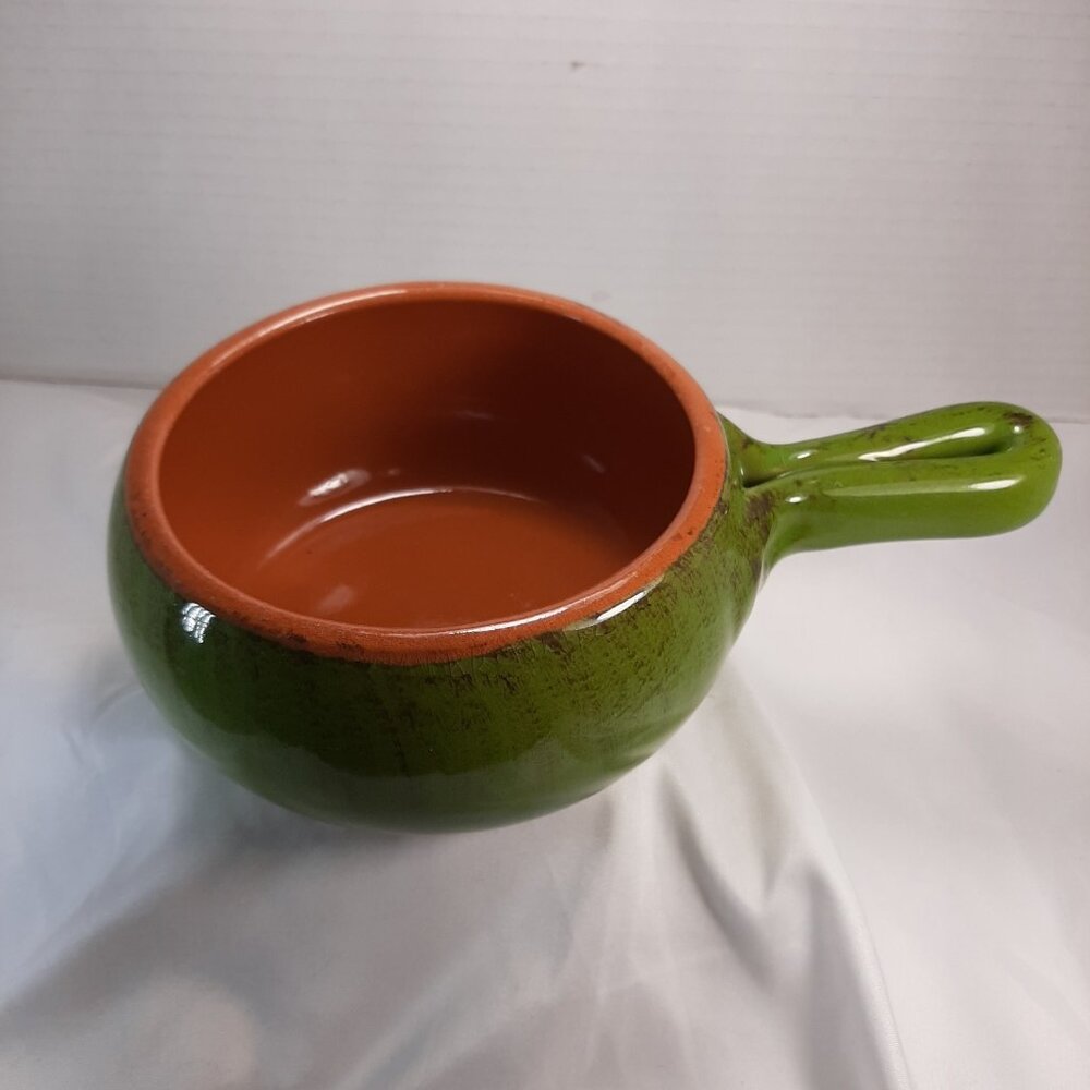 De Silva Terracotta Soup Bowl Baking Oven Dish w/ Handle Made in Italy Green 5"